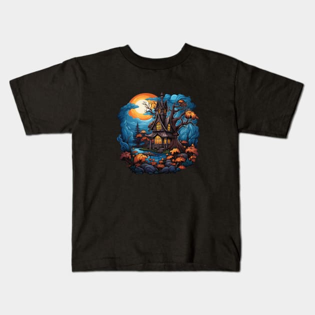 Haunted House in the Swamp Kids T-Shirt by ZombieTeesEtc